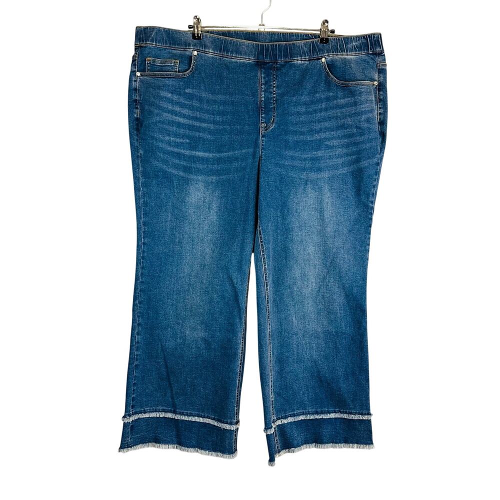 New Isaac Mizrahi Live Womans Sz 26W Pull On Jeans Stretch Denim Wide Leg - Picture 1 of 9